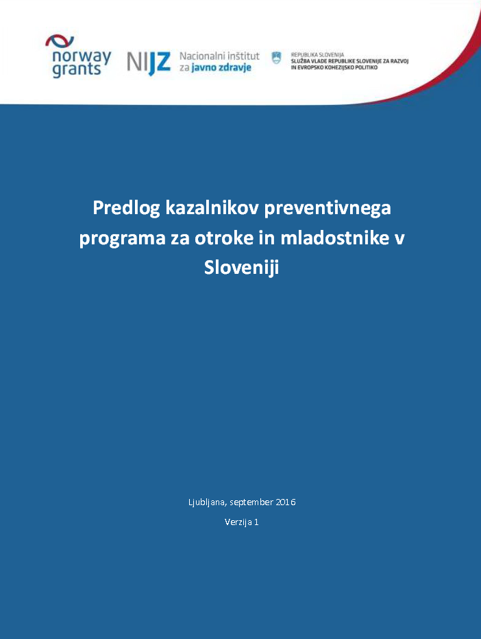 Katalog kazalnikov preventivnega programa za otroke in mladostnike