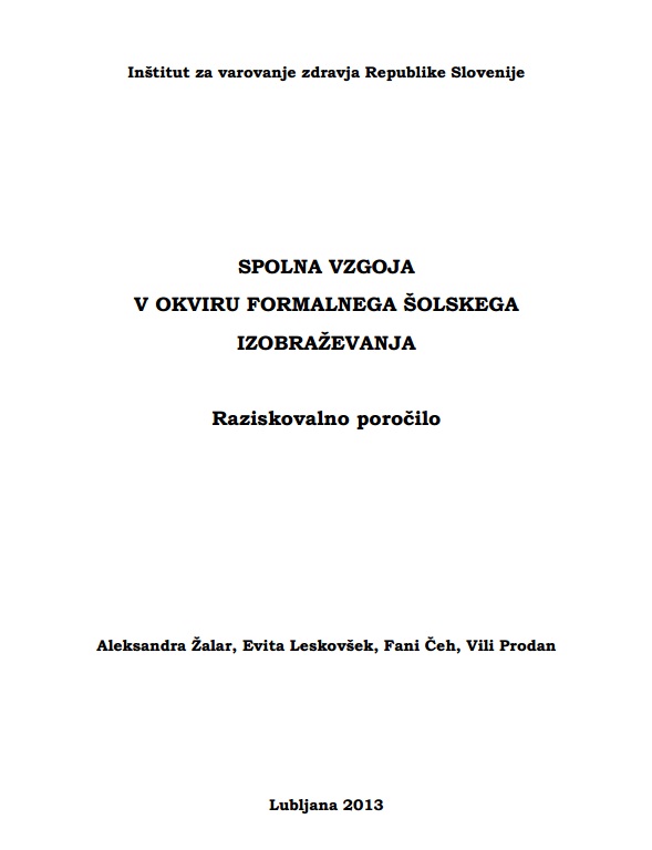 Spolna vzgoja v okviru formalnega šolskega izobraževanja (raziskovalno poročilo)