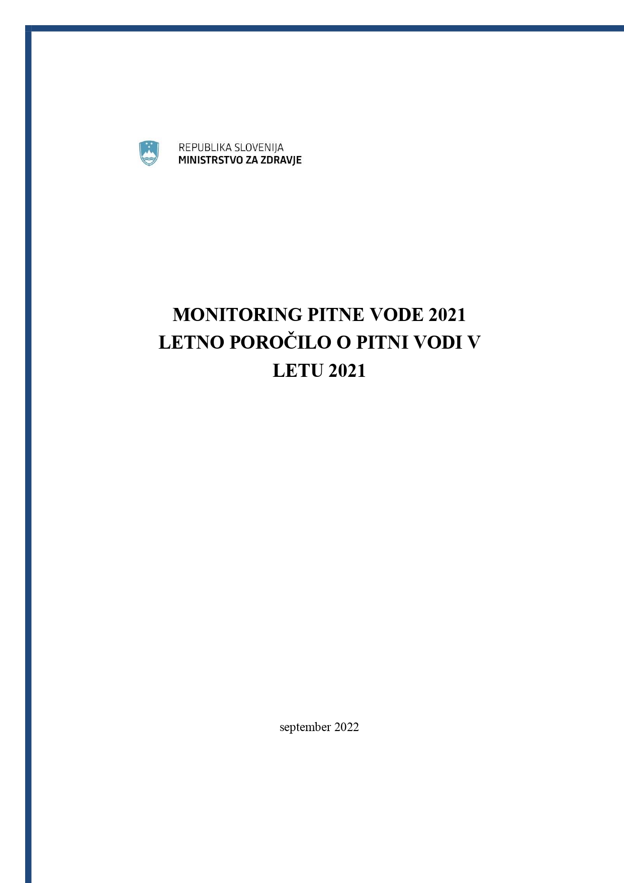 Letno poročilo o kakovosti pitne vode v Sloveniji 2021